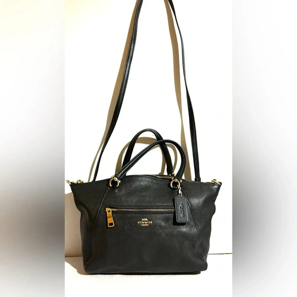 Coach black leather satchel handbag - Picture 5 of 10